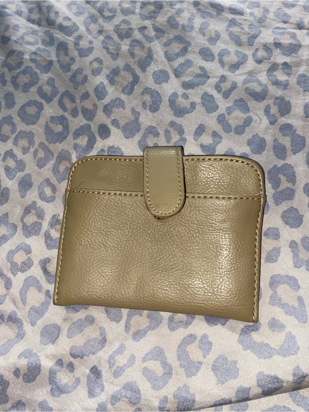 Genuine leather small snap tab card wallet
